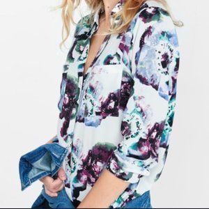 Express watercolor floral portofino shirt